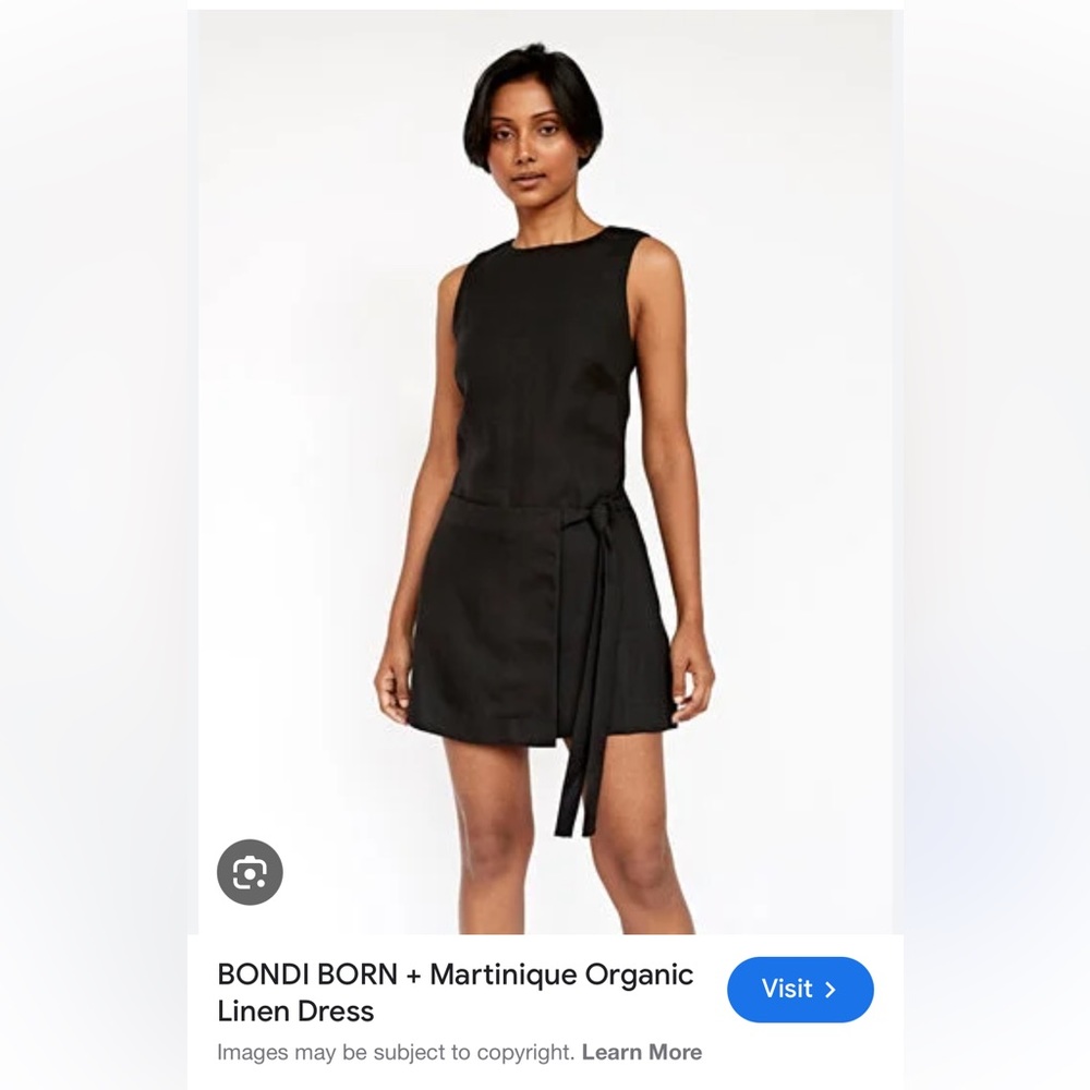 BONDI BORN MARTINIQUE Mini dress, linen timeless summer dress.